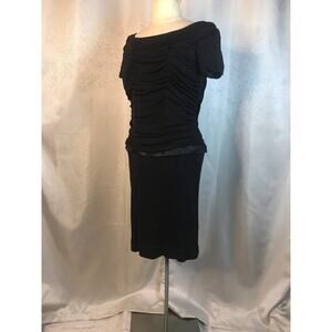 Vintage Jules Bernard Black Rayon Crepe Cocktail Dress Sz M